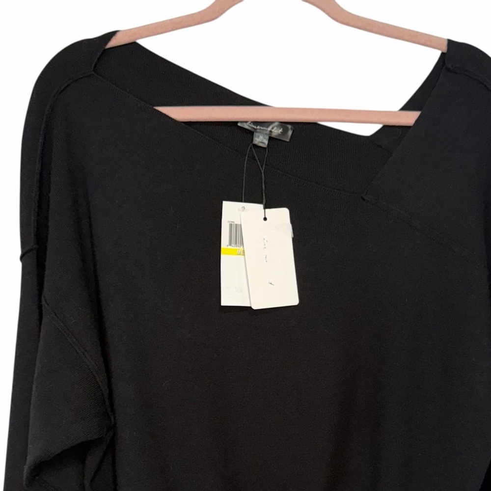 Line & Dot Favorite Geometric Neck Sweater size Medium Black Chic Glam Party Top - Picture 4 of 8